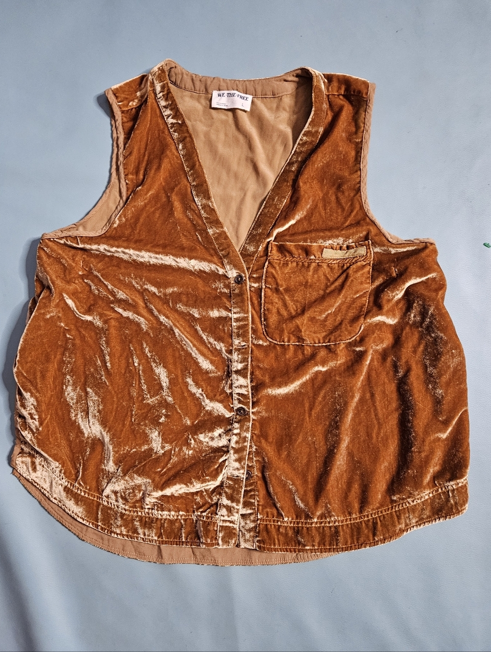 Free People We The Free Velvet South Side Shirt - Amber | L - Picture 7 of 8